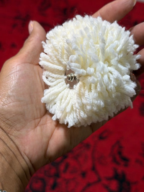 Crotchet Beanies - BODY: Black RIM: White, DETACHABLE POM: White